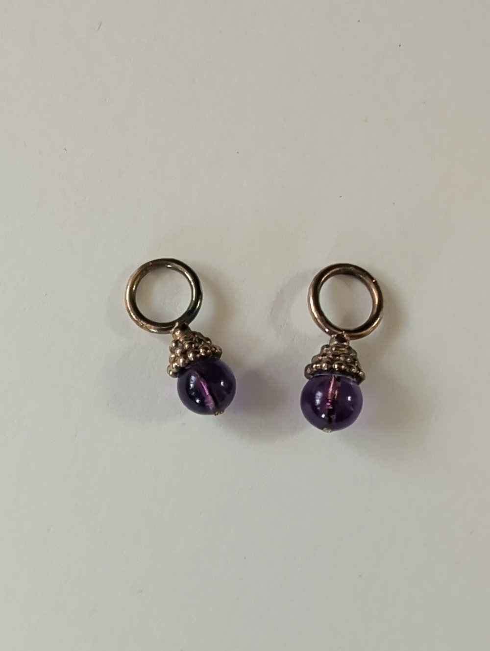 Gold Plated Amethyst Dangle Charms For Hoop Earrings